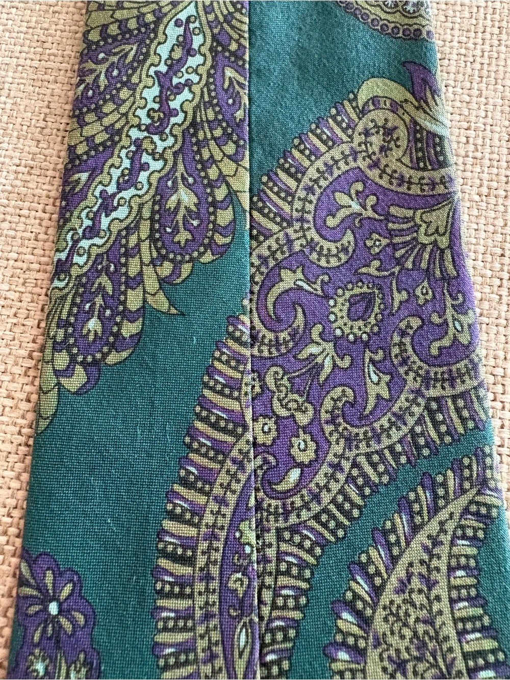 Vintage Lord & Taylor Kensington Collection Paisley Silk Tie Teal Purple 3.75” - Picture 10 of 11